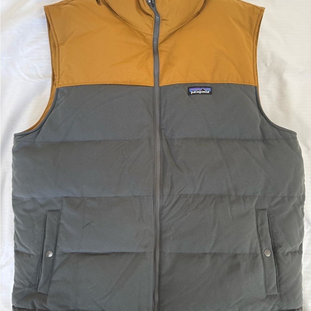 Patagonia Two-Tone Puffer Vest - Gold and Gray